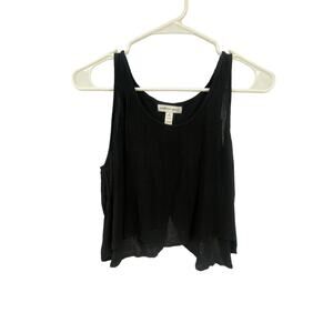 Ambiance Apparel Black Gauze Cross-Back Tank Top Women's Size Small